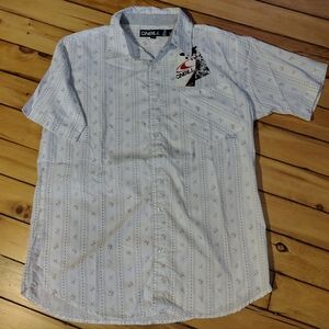 O'Neill Short Sleeve Button Front Collared Shirt NWT White w/ Pink Floral Size L